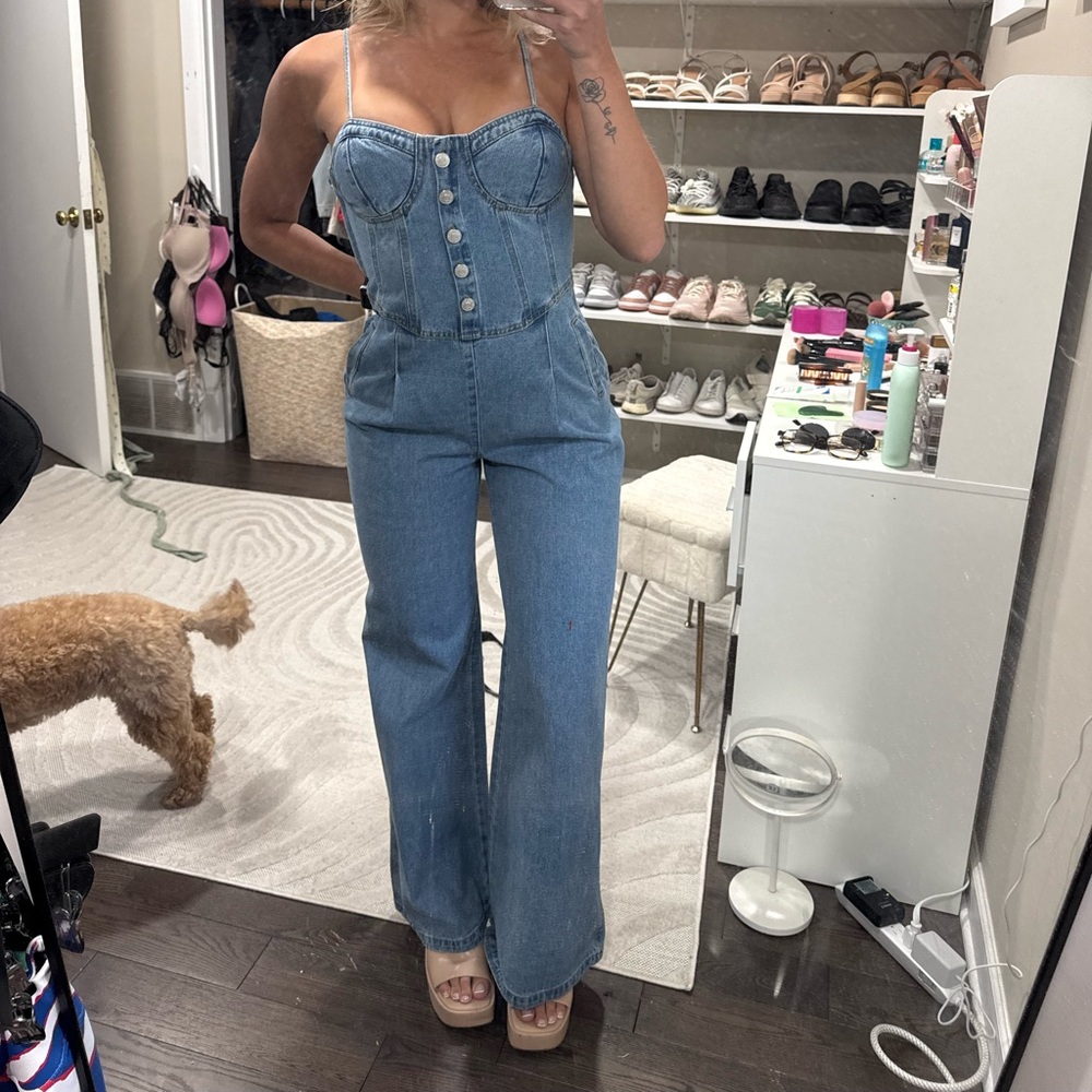 Forever 21 Light Blue Denim Overalls